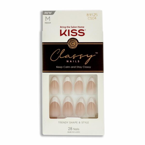 Uñas Postizas Medianas Classy Diseño Francés KISS X 28 Uds