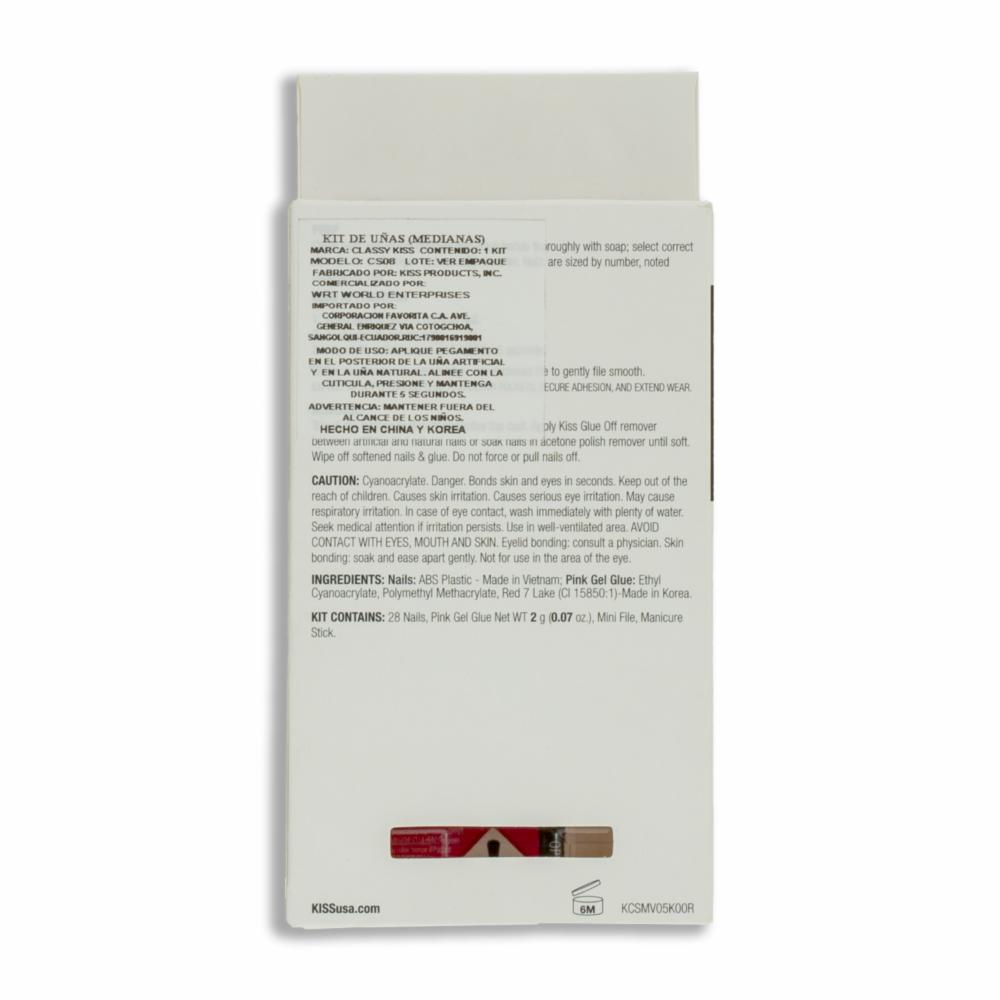 Uñas Postizas Medianas Classy Diseño Francés Con Brillos KISS X 28 Uds - Imagen 2