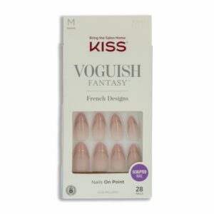 Uñas Postizas Medianas Voguish Fantasy Francés Rosado KISS X 28 Uds