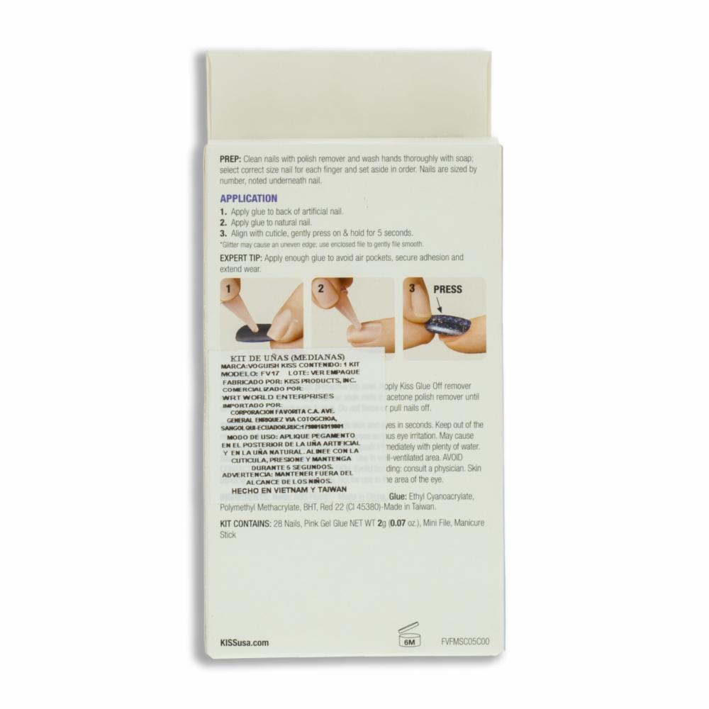 Uñas Postizas Medianas Voguish Fantasy Francés Rosado KISS X 28 Uds - Imagen 2