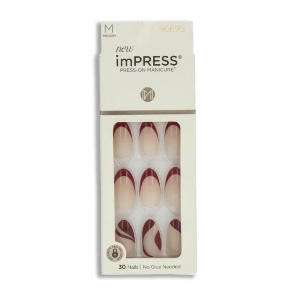 Uñas Press On Francés Y Líneas Rojas IMPRESS X 30 Uds