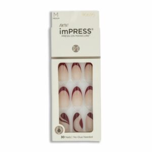 Uñas Press On Francés Y Líneas Rojas IMPRESS X 30 Uds