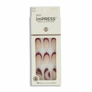 Uñas Press On Francés Y Líneas Rojas IMPRESS X 30 Uds