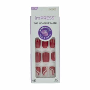 Uñas Press On Rojas Con Diseño De Líneas IMPRESS X 30 Uds
