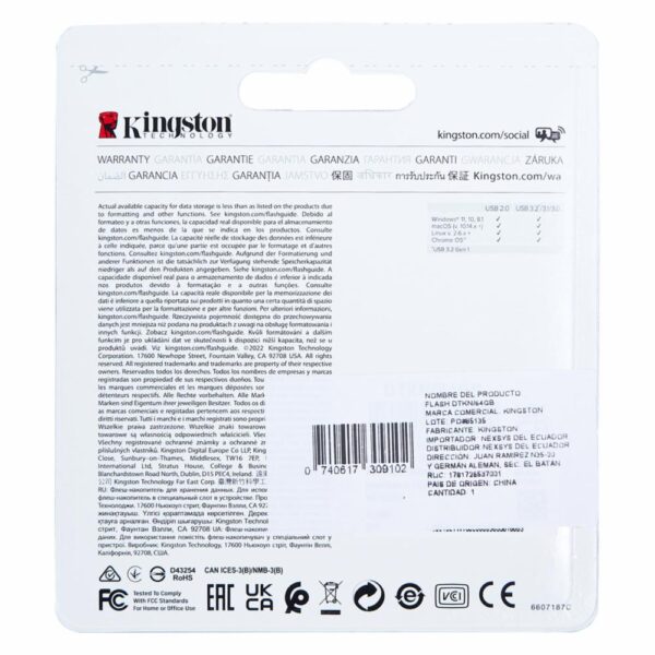Memoria USB Datatraveler Kyson 200 Mb/s KINGSTON 64 Gb - Imagen 2