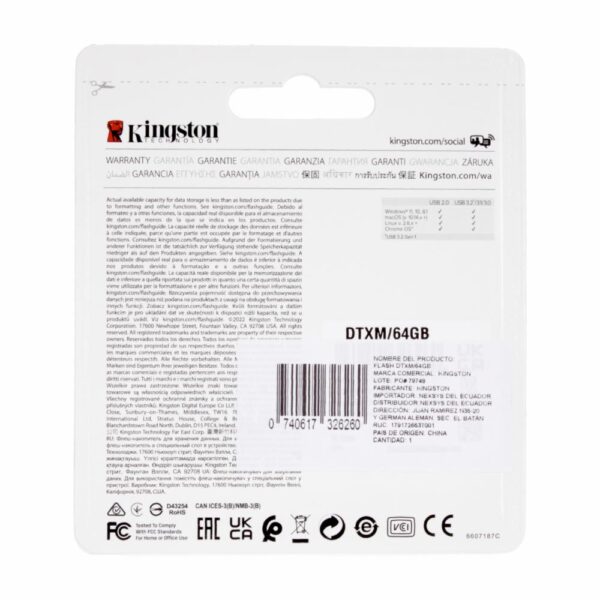 Memoria Flash USB 3.2 Gen 1 Black KINGSTON 64 Gb - Imagen 2