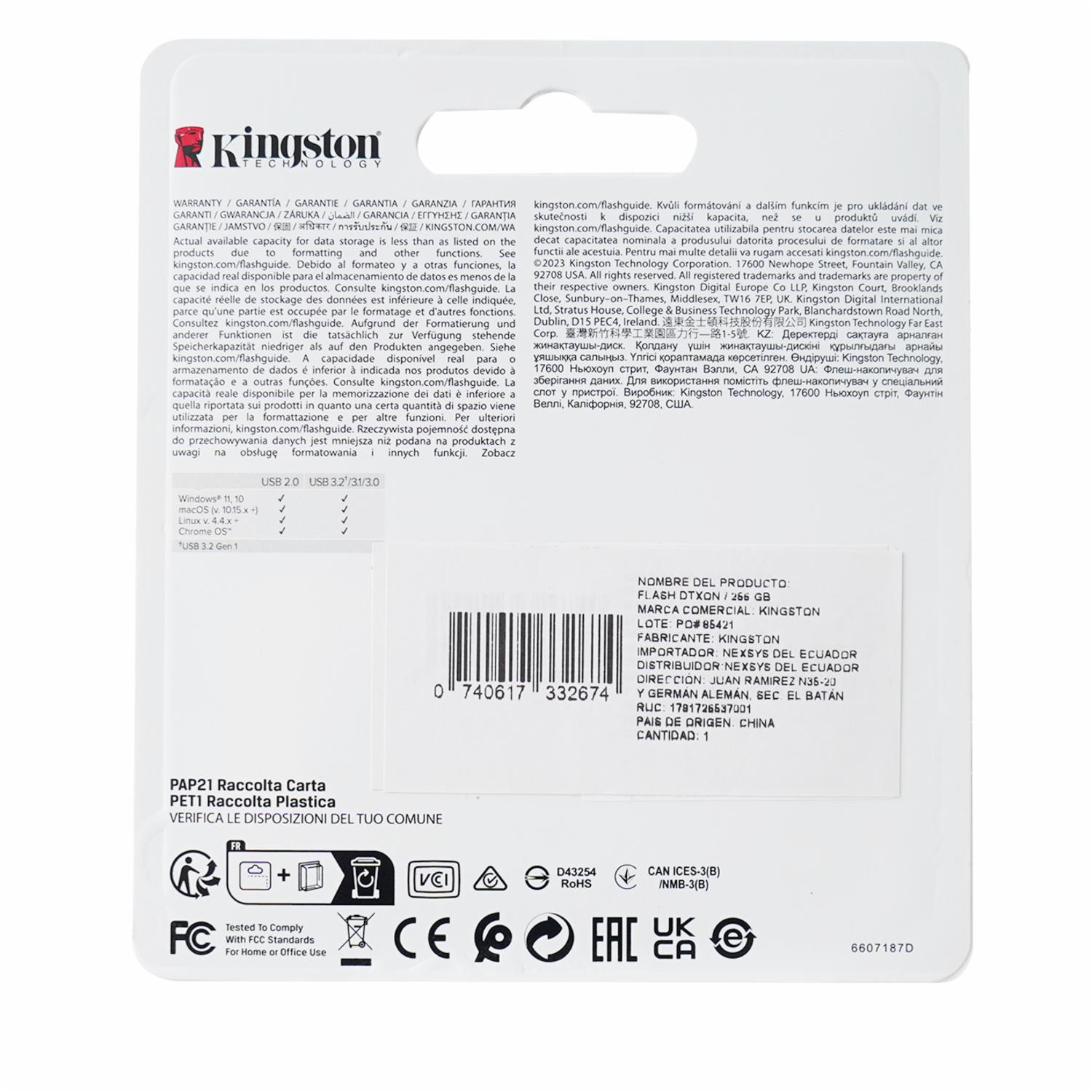 Memoria USB3.2 GEN1 KINGSTON 256 Gb - Imagen 2