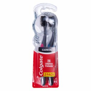 Cepillo Dental 360 Con Carbón Activado Cerdas Medias COLGATE 2 Piezas