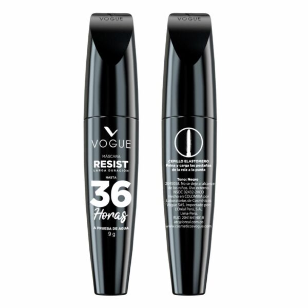 Máscara de Pestañas Resist A Prueba De Agua Negro VOGUE 9 G - Imagen 6
