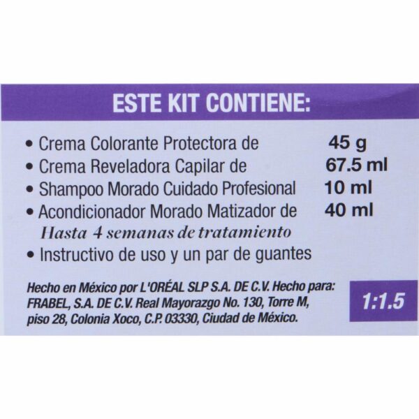 Tinte Para Cabello Matizador Supreme Tono 7.12 Rubio Cenizo Perla EXCELLENCE L´ORÉAL 1 Kit - Imagen 2
