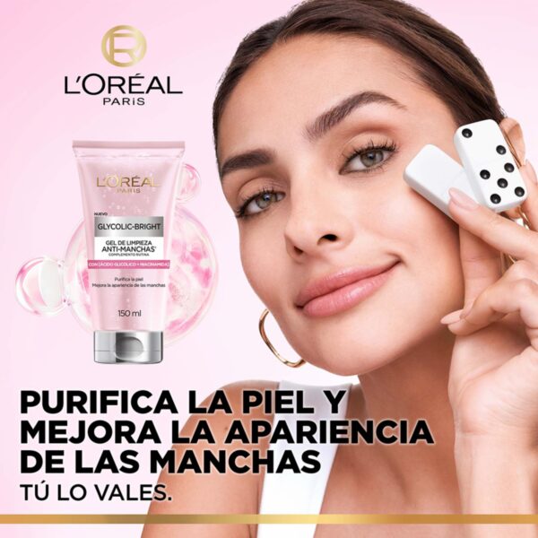 Gel Limpiador Glycolic Bright- Antimanchas Ácido Glicólico y Niacinamida L´ORÉAL PARIS 150 Ml - Imagen 2