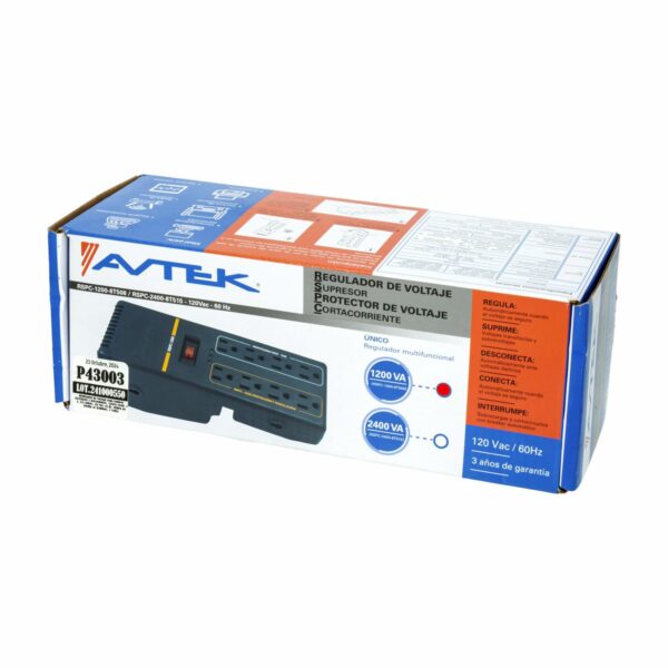 Regulador De Voltaje 600 W Para Equipos De Computo RSPC-1200-8T508 AVTEK 8 Tomas - Imagen 2