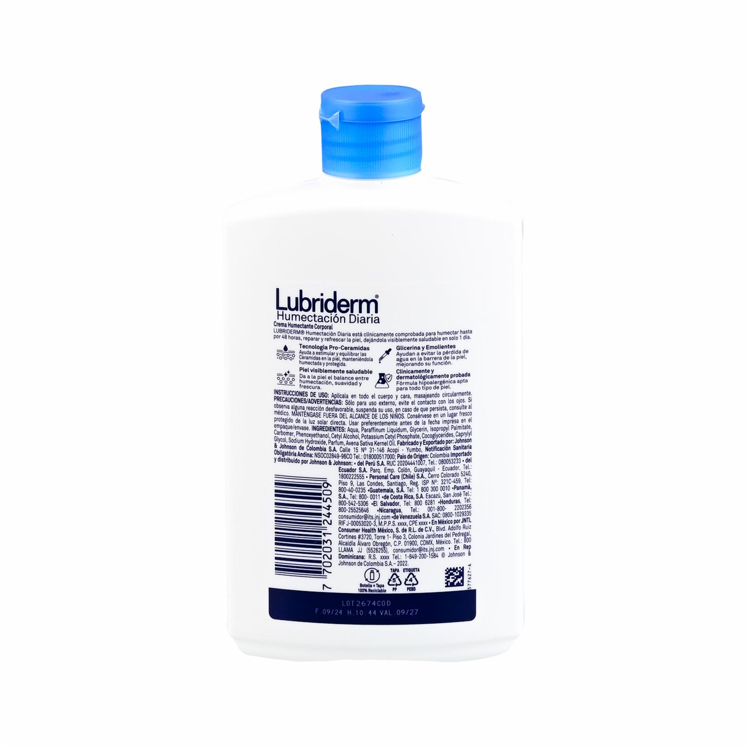 Crema Corporal Humectación Diaria Para Piel Normal A Seca LUBRIDERM 400 Ml - Imagen 3