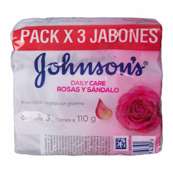 Jabón En Barra Rosas Y Sándalo Tripack JOHNSON'S 330 G - Imagen 2