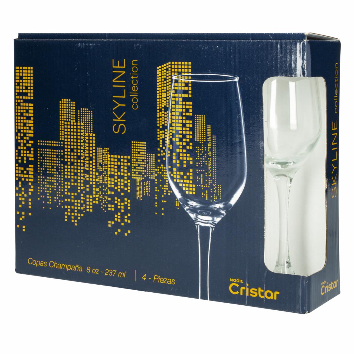 Set De Copas Champagne Brunello 4 Piezas CRISTAR 5470EL4SKY - Imagen 3