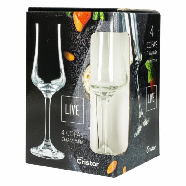 Set De Copas Champagne Bolonia 4  Piezas CRISTAR 5479EL4LIV - Imagen 3