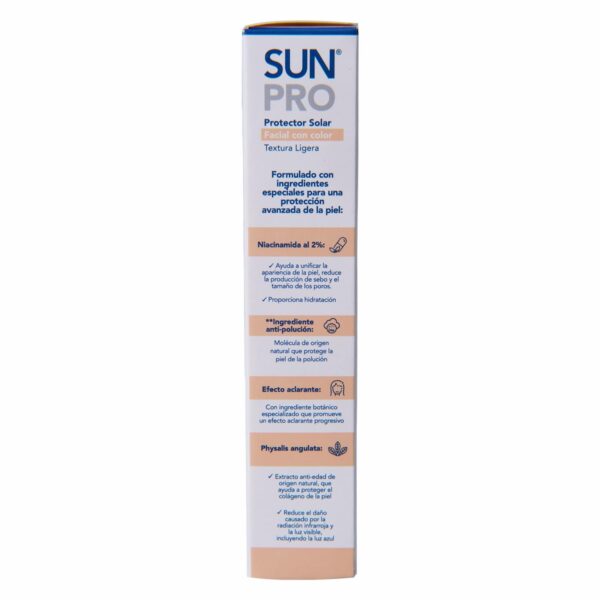 Protector Solar Facial Con Color SPF 50 Textura Ligera SUN PRO 50 Ml - Imagen 2