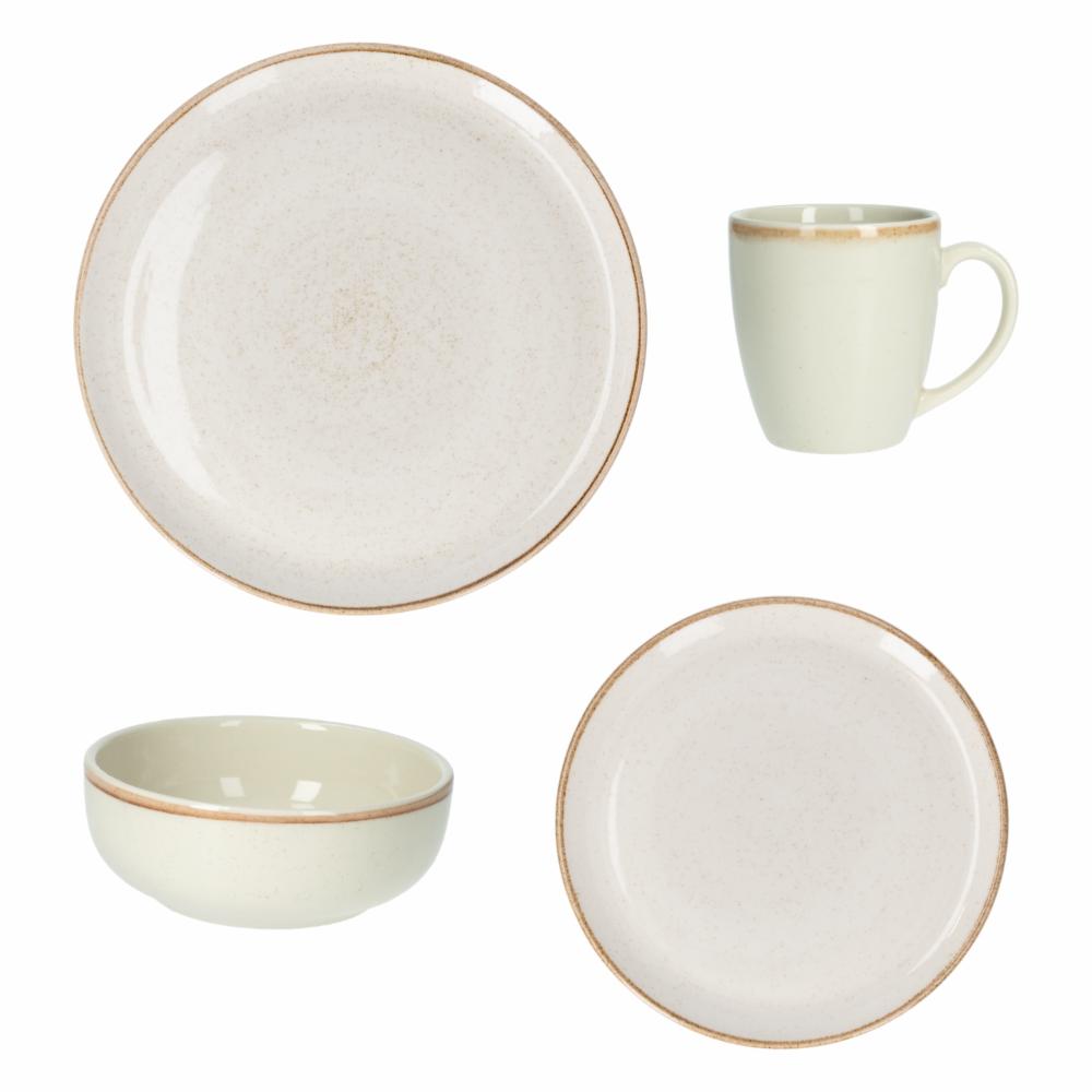 Vajilla 16 Piezas Redonda CORONA Caoba Beige - Imagen 2