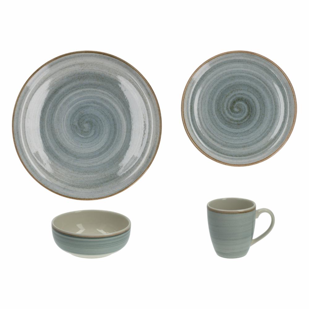 Vajilla 16 Piezas Redonda CORONA Caoba Azul - Imagen 2