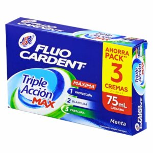 Crema Dental Triple Acción Max Ahorra Pack FLUO CARDENT 3 X 75 ML