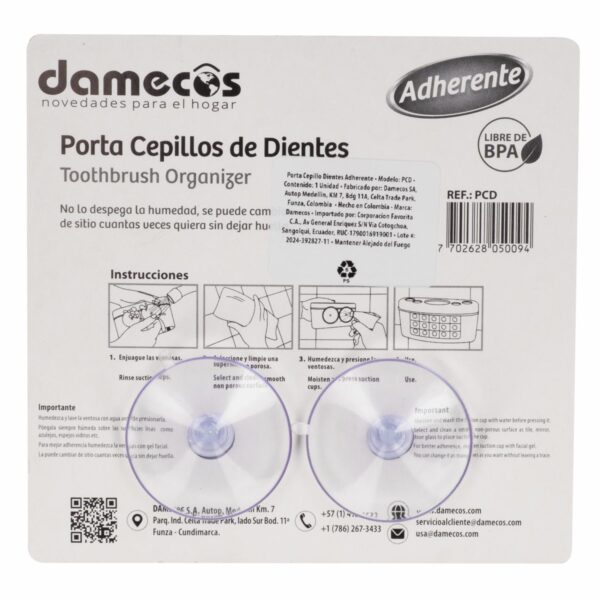 Porta Cepillos De Dientes Adherente DAMECOS Unidad - Imagen 2