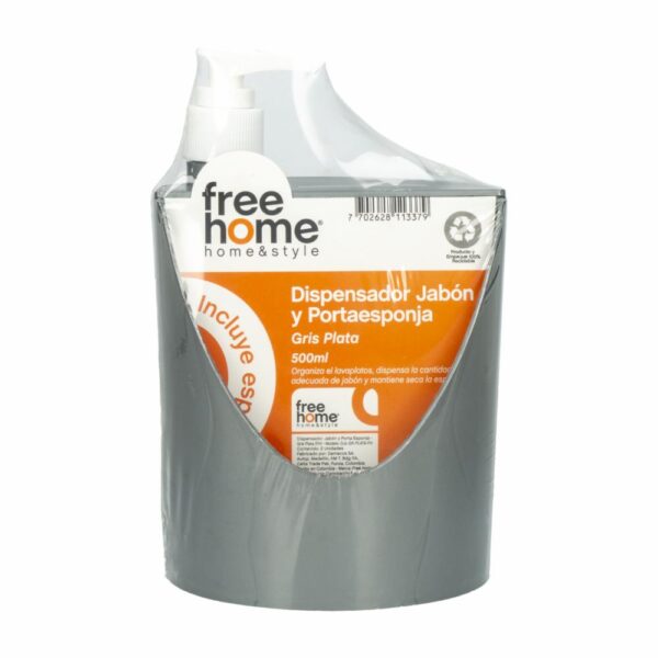 Dispensador De Jabón Con Porta Esponja FREE HOME 500 Ml