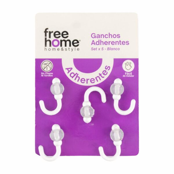 Ganchos Adherentes Fácil Instalación Set FREE HOME X 5 Uds