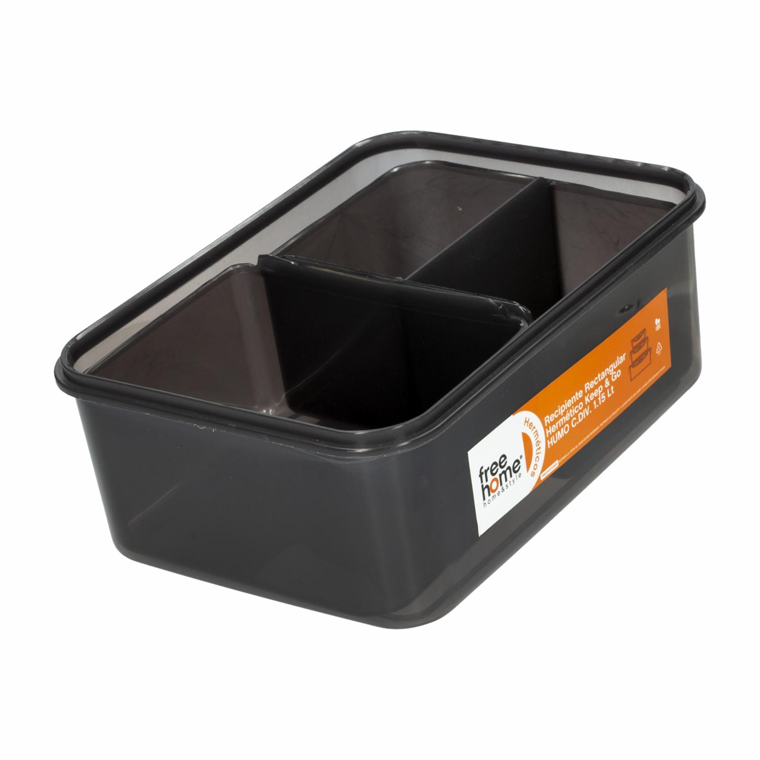 Repostero Rectangular Hermético Keep Go Color Humo FREE HOME 1.15 Litros - Imagen 2