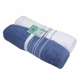 Set De Toallas De Baño Amirach Blanco Y Azul CANNON 2 Piezas