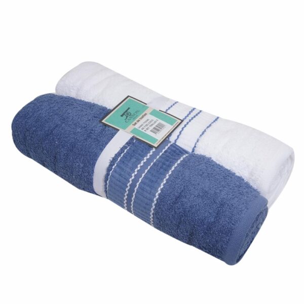 Set De Toallas De Baño Amirach Blanco Y Azul CANNON 2 Piezas