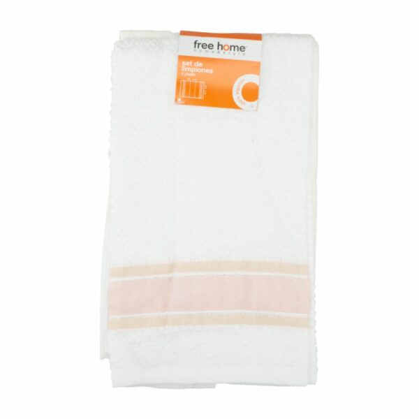 Toallas De Cocina Rina Rosa Con Beige FREE HOME X 2 Uds