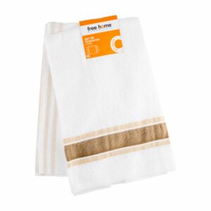 Toalla De Cocina Rina Blanco Marrón Con Beige FREE HOME X 2 Uds