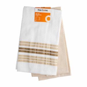 Toalla De Cocina Chef Blanco Con Beige FREE HOME X 2 Uds