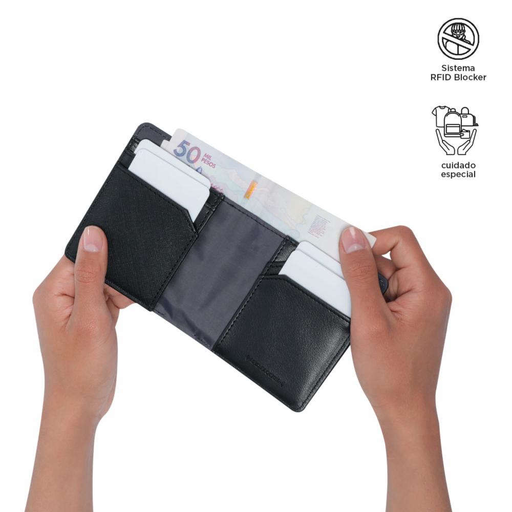 Billetera De Hombre Negro TOTTO Saffiano Due - Imagen 3