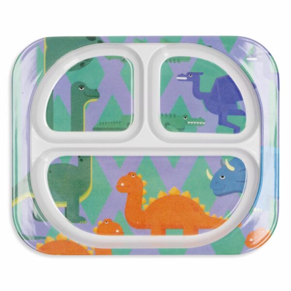 Plato Infantil Rectangular Con Divisiones Diseño Dinosaurios VAJILLAS SABANA 24 Cm