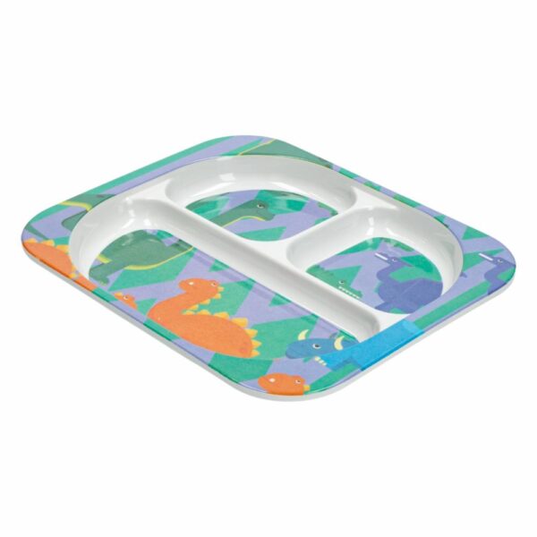 Plato Infantil Rectangular Con Divisiones Diseño Dinosaurios VAJILLAS SABANA 24 Cm - Imagen 2
