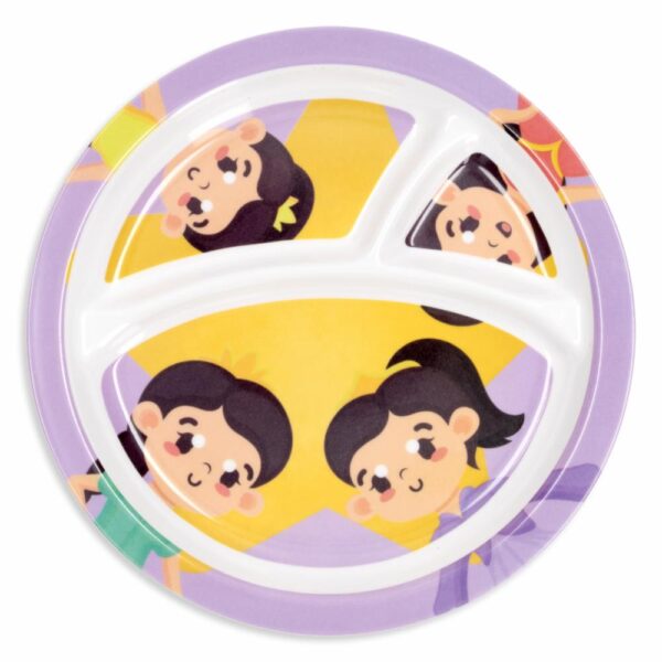 Plato Infantil Redondo Con Divisiones Diseño Princesas VAJILLAS SABANA 21 Cm - Imagen 2