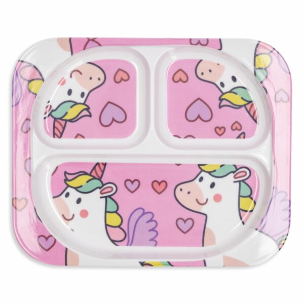 Plato Infantil Rectangular Con Divisiones Diseño Unicornio VAJILLAS SABANA 24 Cm - Imagen 2
