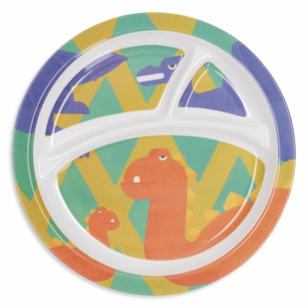 Plato Infantil Redondo Con Divisiones Diseño Dinosaurios VAJILLAS SABANA 21 Cm - Imagen 2