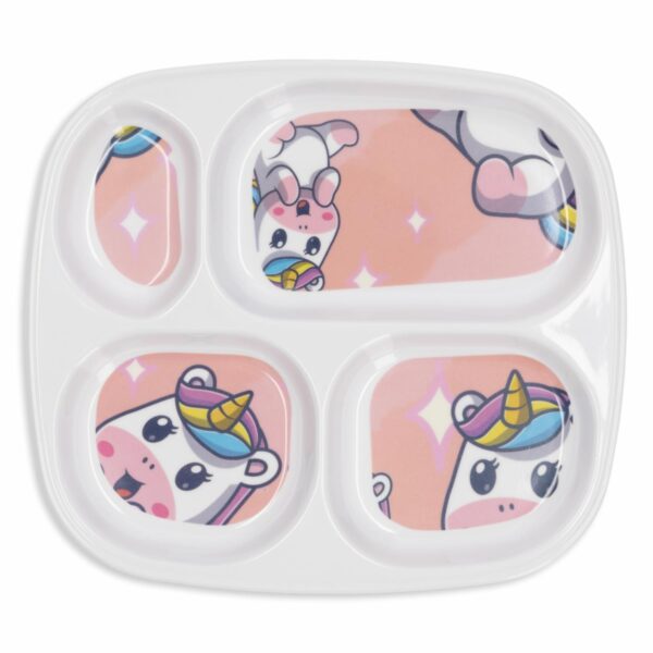 Plato Infantil Rectangular Con Divisiones Diseño Unicornio VAJILLAS SABANA 24.5 Cm - Imagen 2