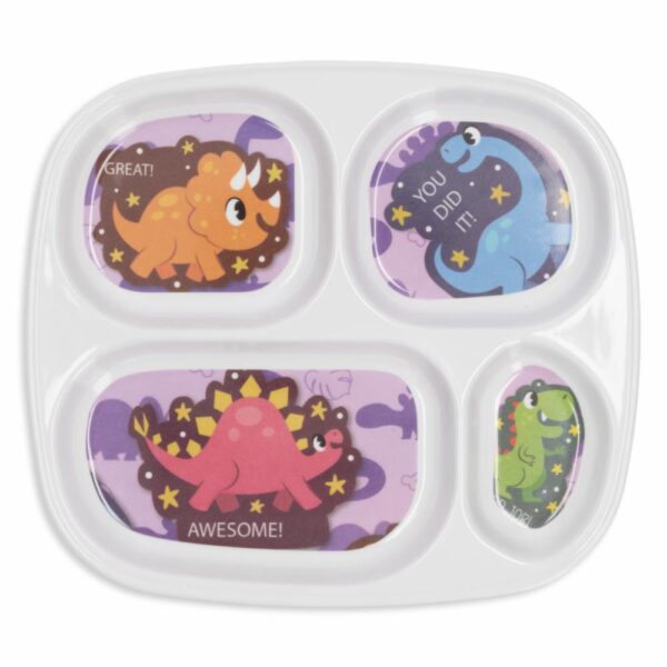 Plato Infantil Rectangular Con Divisiones Diseño Dinosaurios VAJILLAS SABANA 24.5 Cm - Imagen 2