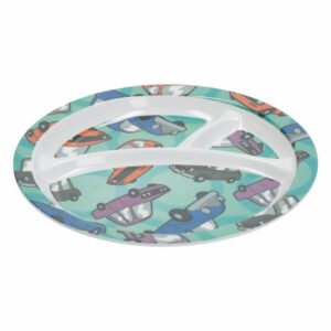 Plato Infantil Redondo Con Divisiones Diseño Carros VAJILLAS SABANA 21 Cm