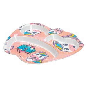 Plato Infantil Con Divisiones Diseño Unicornio VAJILLAS SABANA 24 Cm