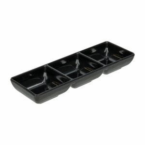 Salsera Cuadrada Con División Triple Negro VAJILLAS SABANA 22X7 Cm