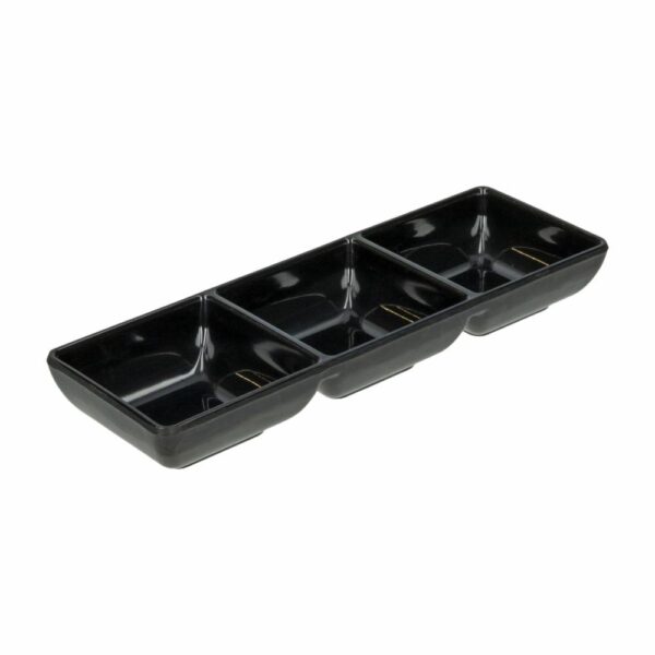 Salsera Cuadrada Con División Triple Negro VAJILLAS SABANA 22X7 Cm