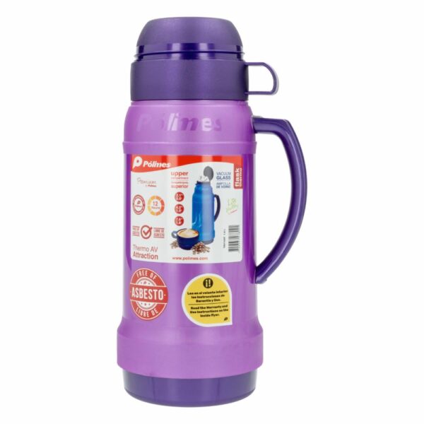 Termo Attraction Bebidas Calientes Con Ampolla De Vidrio Morado POLIMES 1 Litro - Imagen 2