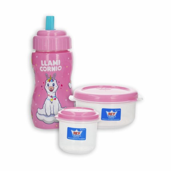 Set Porta Comida Escolar Diseño Niña EL REY Unidad
