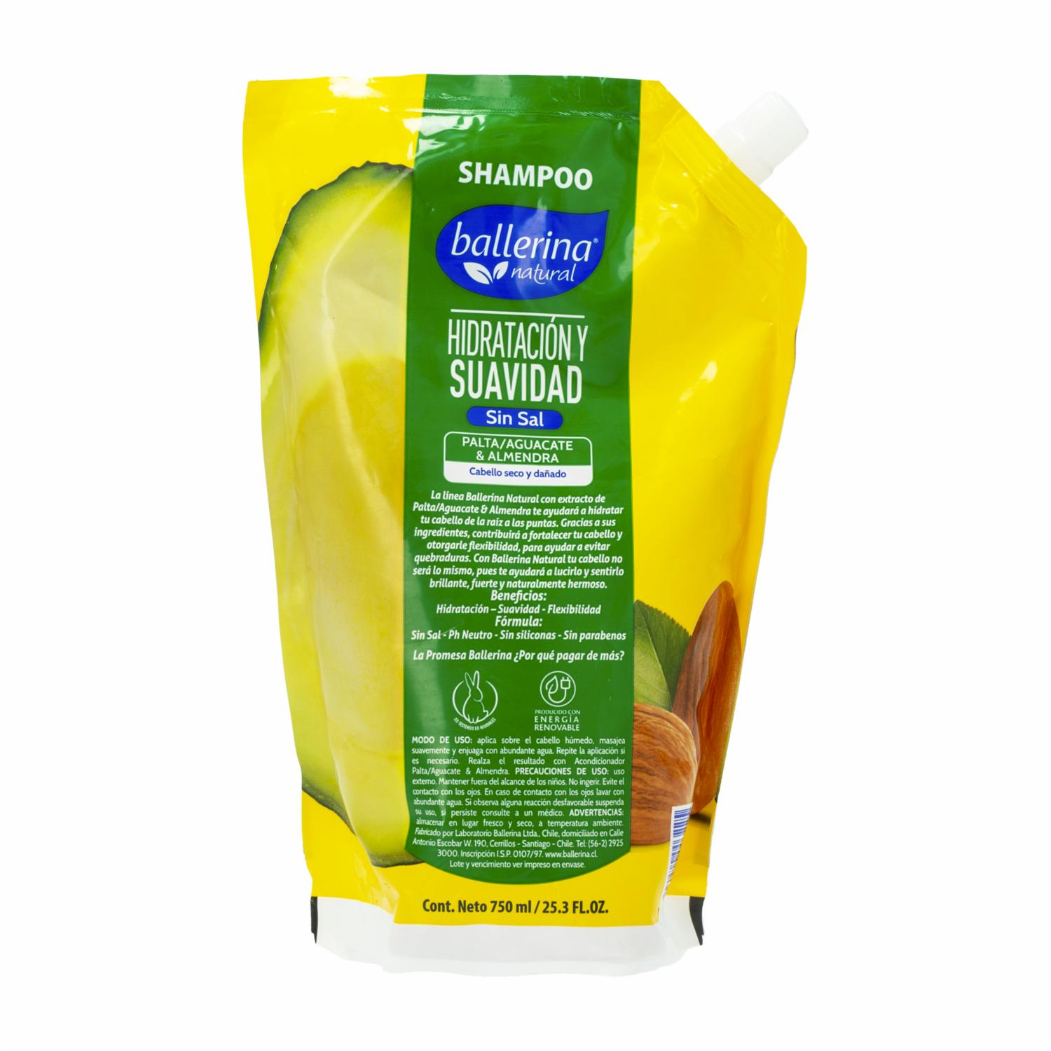 Shampoo De Cabello Hidratación Suave Sin Sal BALLERINA 750 Ml - Imagen 2