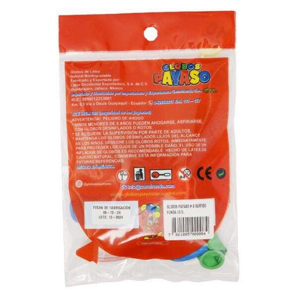 Globo Surtido X 10 Uds GLOBOS PAYASO N°9 - Imagen 2
