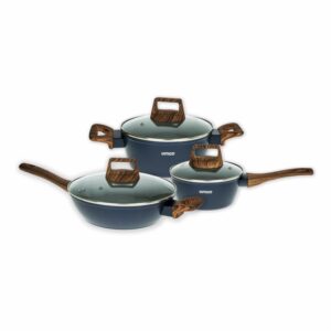 Set De Ollas Y Sartenes Inducción Cerámica Blue Ceramic UMCO 6 Piezas